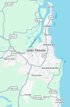 Mapa de cobertura da região metropolitana de João Pessoa